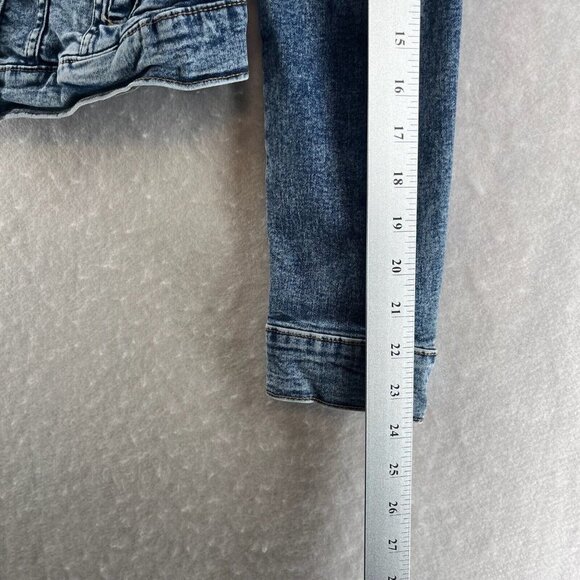Aeropostale Jacket Womens Sz S Trucker Crop Button Front Long Sleeve Denim Blue - Picture 11 of 12